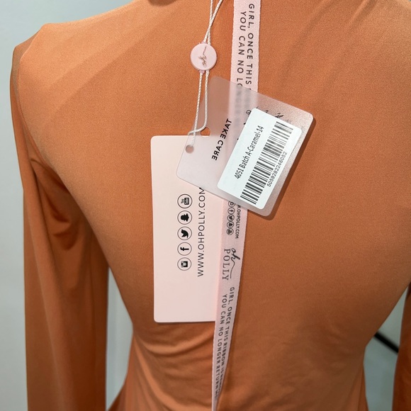 Oh Polly Cut Out Long Sleeve Mini Dress in Caramel - Picture 13 of 13